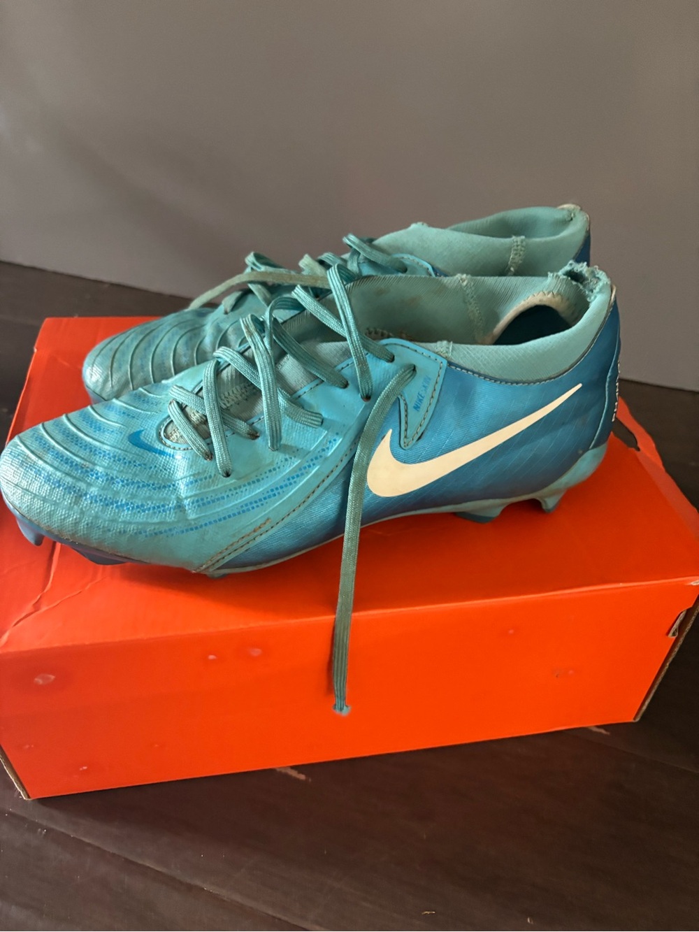 Nike Teal Blue Soccer Cleats with White Swoosh